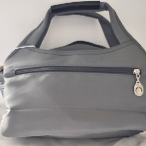 NWT Nineteen O.5 Anti-theft Sporty Hand Bag Multiple Sections Nylon Gray Color - Picture 2 of 16